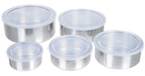 Set od 5 metalnih posuda sa plastičnim poklopcima