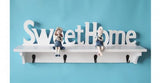 "Sweet Home" dekorativna zidna polica i vješalica za ključeve ili odjeću
